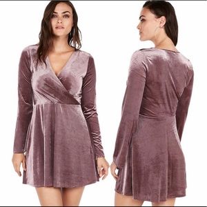 Express Long Sleeve Velvet Mauve Dress Size Medium Worn Once
